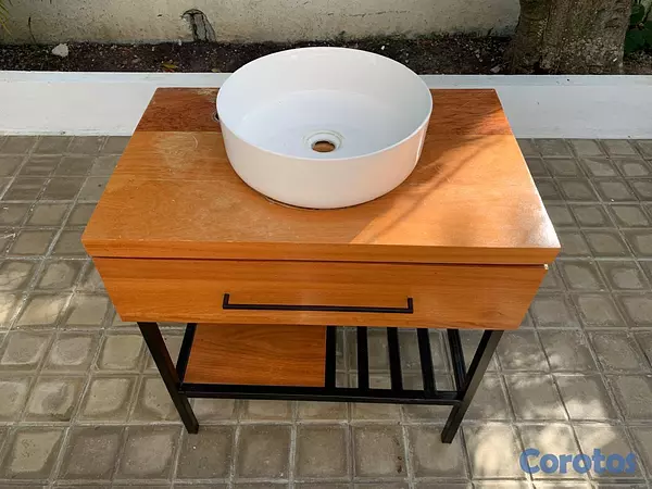 decoración y accesorios - LAVAMANOS REDONDO EN PORCELANA EMPOTRADO EN MUEBLE 5
