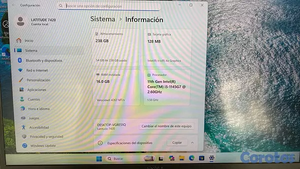 computadoras y laptops - Dell Latitude 7420 i5 11va Gen 16GB SSD 4