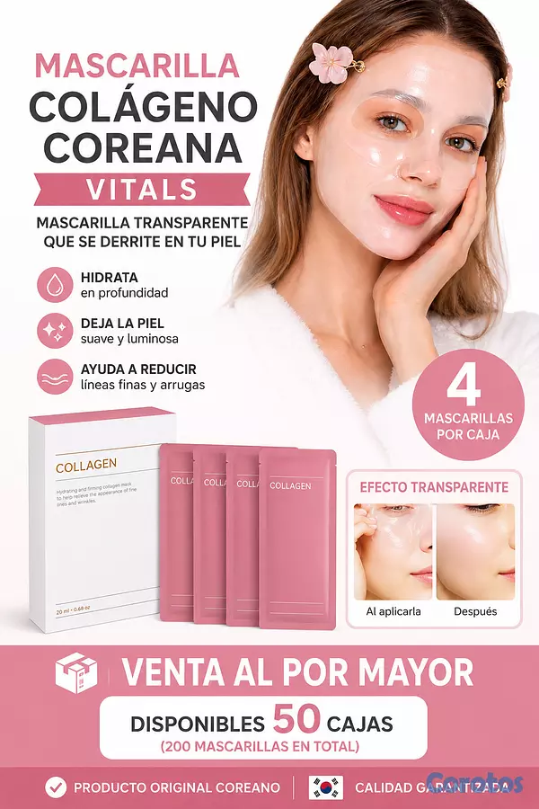 salud y belleza - Mascarilla Coreana VIRAL de Colágeno Transparente  | Caja de 4Venta al por Mayor 3