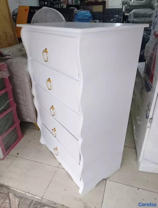 muebles y colchones - Biuro de 5 Gavetas en Madera 
Disponible en Color Blanco  4