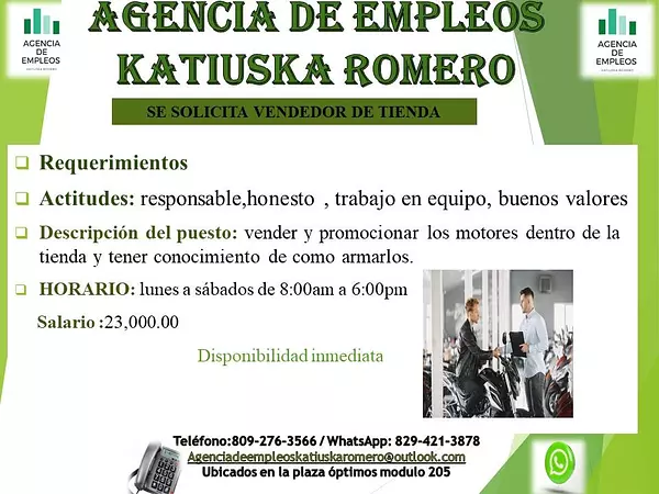 empleos disponibles - vendedor de motor en tienda 2