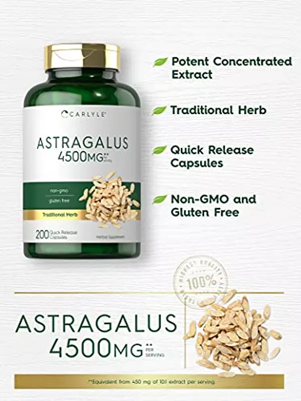 Salud y Equipamiento Médico - Raiz De Astragalo 4500mg 200 capsulas Carlyle 2