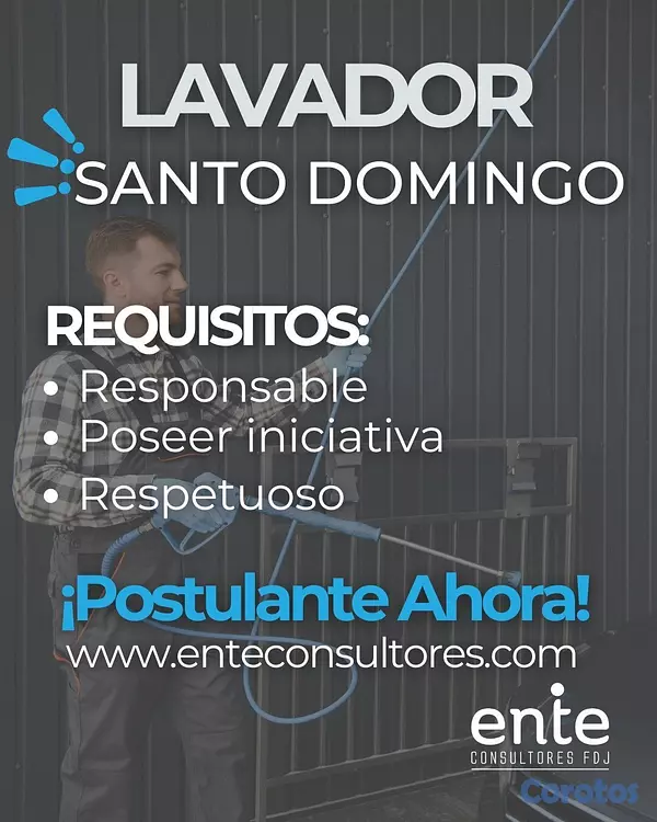empleos disponibles - LAVADOR DE CARWASH- SANTO DOMINGO D. N .