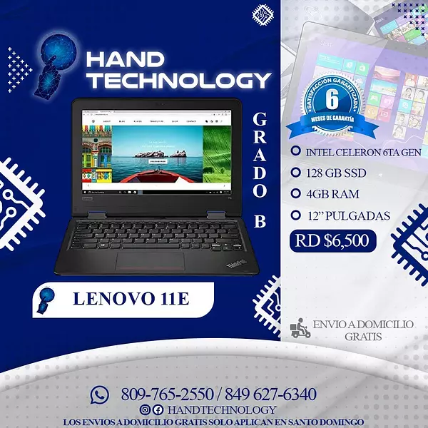 computadoras y laptops - Laptop Mini Lenovo Thinkpad 11e  Intel Celeron  4GB RAM,  128GB SSD 