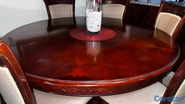muebles y colchones - mesa redonda de 6 sillas  2