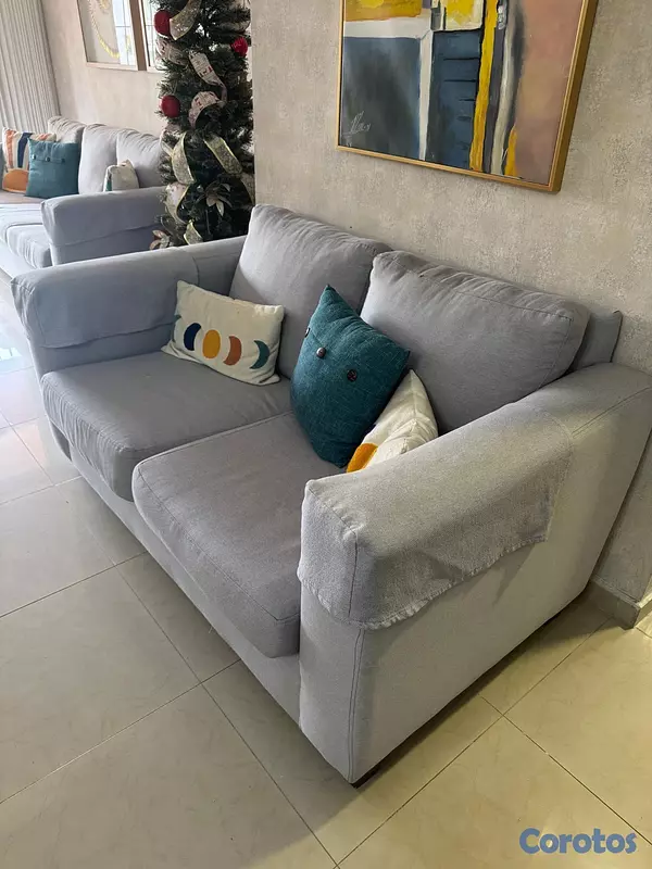 muebles y colchones - 2 sofás modernos en tela gris 4