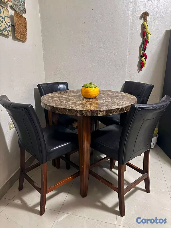 muebles y colchones - juego de comedor 4 sillas tope mármol 2