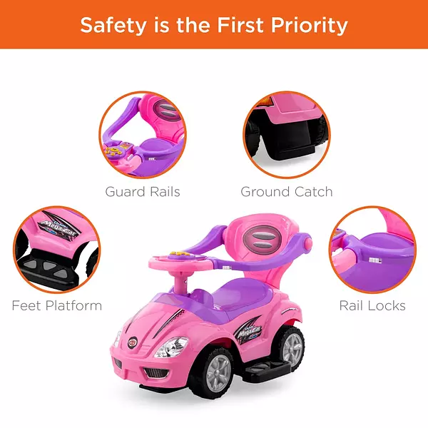 juguetes - Carrito De Empujar Para Niña Con Mango Sonidos Carro Montable 3 en 1 con tapasol 3