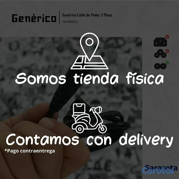 accesorios para electronica - Genérico Cable de Poder 6 pies 2 Pines 3