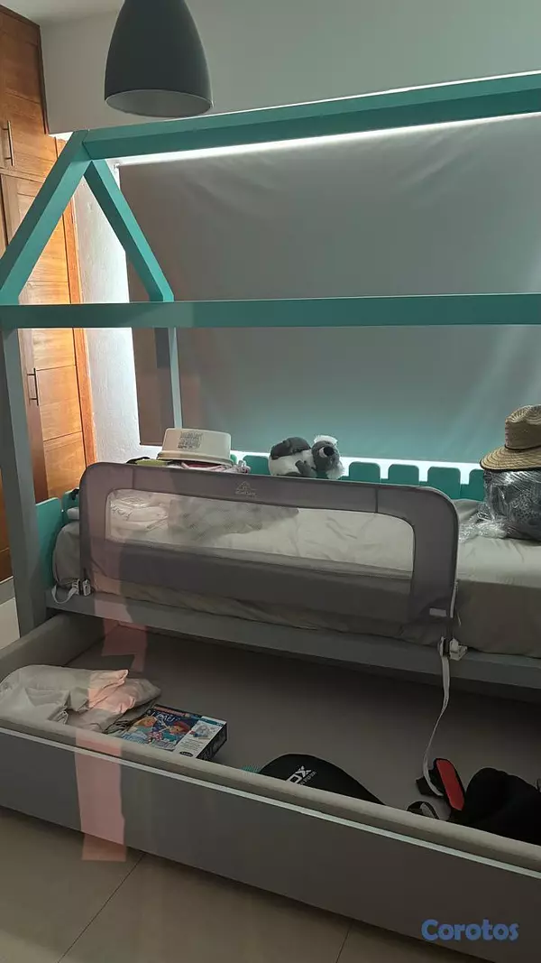 muebles y colchones - CAMA TIPO CASITA PARA NIÑOS CON CAMAROTE INFERIOR 4