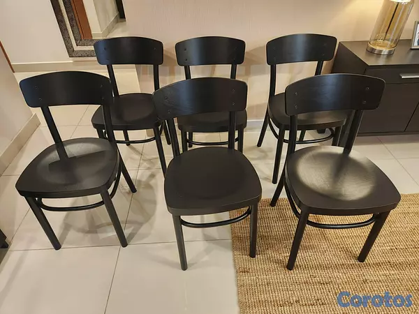 muebles y colchones - 6 Sillas de comedor negras 2