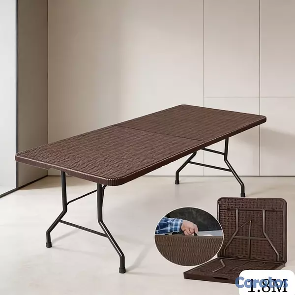 decoración y accesorios - *MESA PLEGABLE*

▪️PORTATIL

▪️MEDIDA: *180CM*

▪️COLOR: *MARRÓN Y BLANCO*

 2