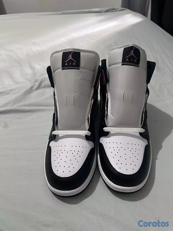 zapatos para hombre - Jordan 1 Mid Blanco/Negro/Rosado 3