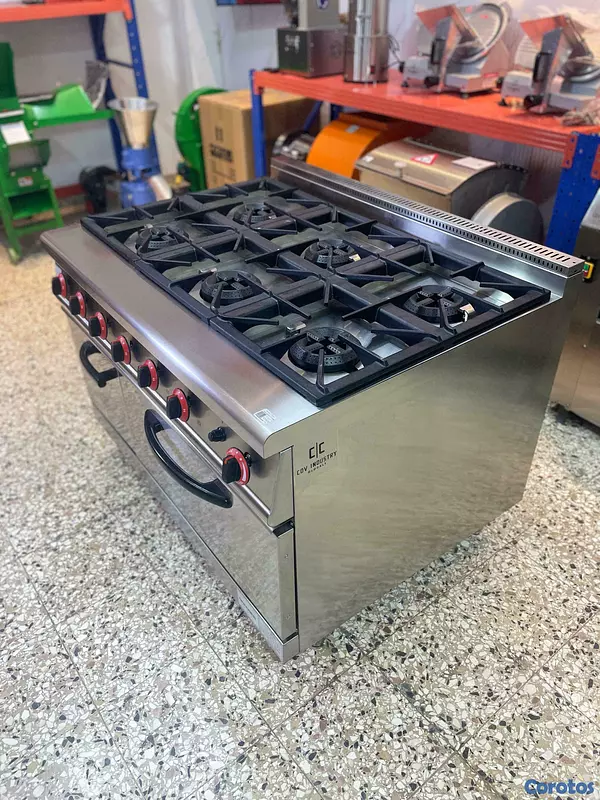 equipos profesionales - Estufa industrial comercial de 6 hornillas y horno 4