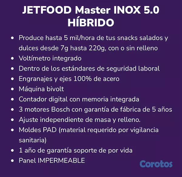 equipos profesionales - JETFOOD MASTER Máquina de picaderas saladas y dulces nueva 5