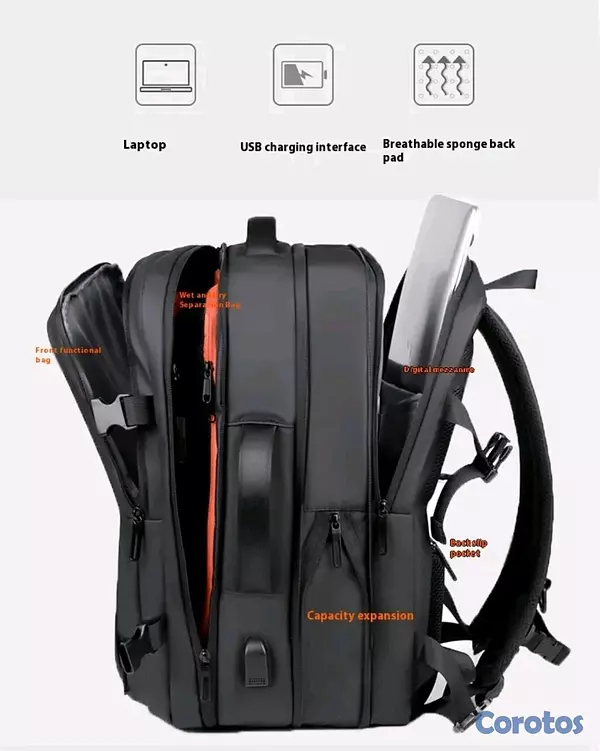 carteras y maletas - Mochila de viaje con cargador portátil  12