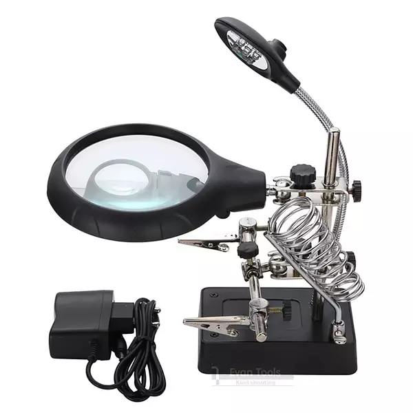 accesorios para electronica - Lupa de soldar con clip auxiliar y soldador de mano 3 en 1. Herramientas 3