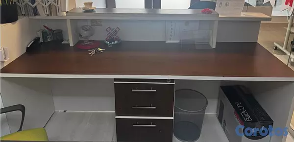 articulos de oficina - Escritorio de recepción 2 plazas con gavetas 2