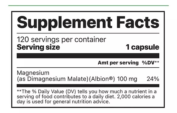 Salud y Equipamiento Médico - Magnesio  Malato 100mg 120 cap 2