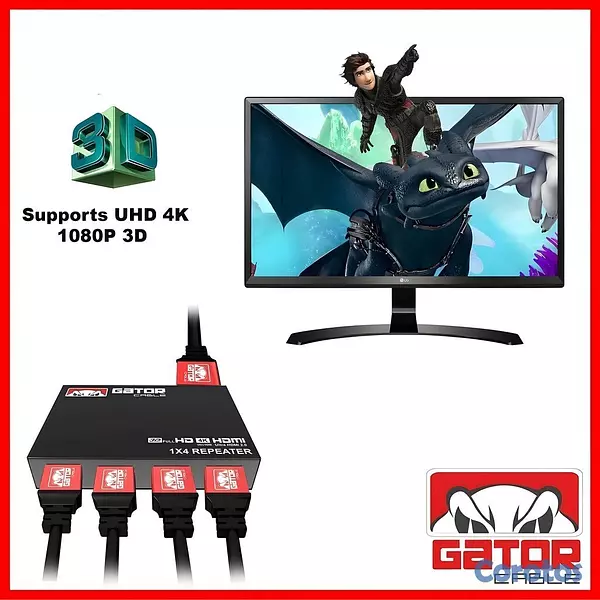 accesorios para electronica - Splitter HDMI 4K 1x4 – Duplicador de 4 Pantalla Fu 3