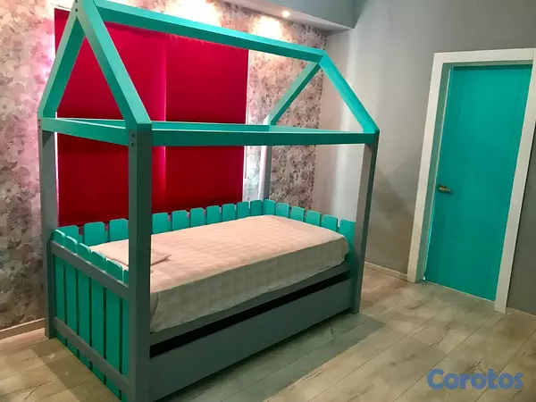 muebles y colchones - CAMA TIPO CASITA PARA NIÑOS CON CAMAROTE INFERIOR 3