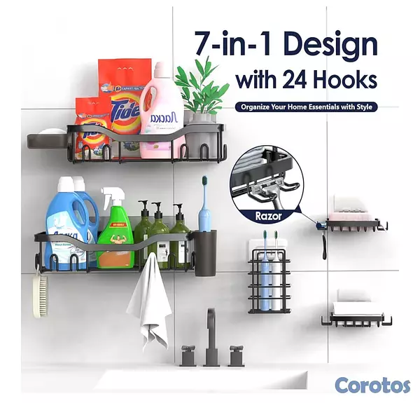 decoración y accesorios - Organizador para ducha en acero inoxidable 7 pieza 3