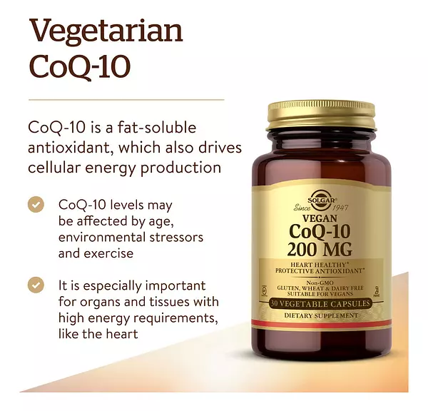 Salud y Equipamiento Médico - Solgar Vegetariano Coq-10 200 Mg 30 Capsulas Vegetales 2