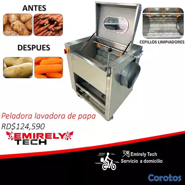 equipos profesionales - Peladora lavadora de papas zanahorias tuberculos 1