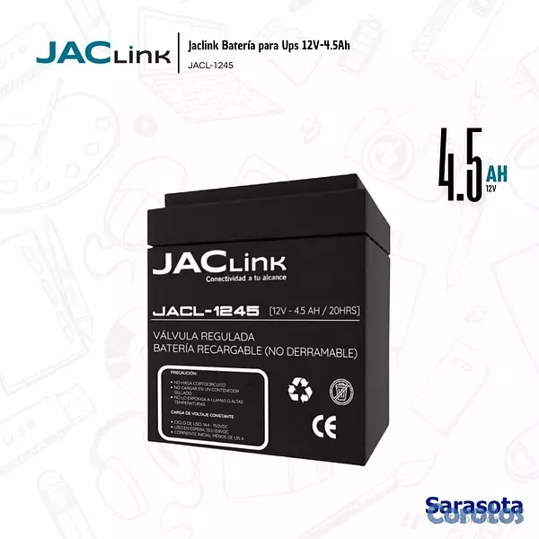 accesorios para electronica - Jaclink Bateria 12V 4.5Ah JACL-1245 2