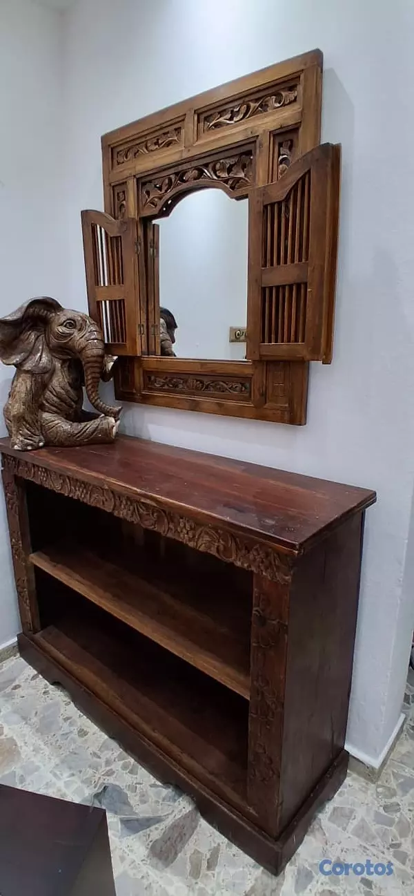 arte y antigüedades - Mueble de recibidor de madera tallada estilo clási 4