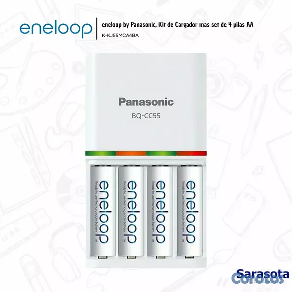 accesorios para electronica - Eneloop Baterías 4 AA con Cargador de 3 Horas + Ca 3