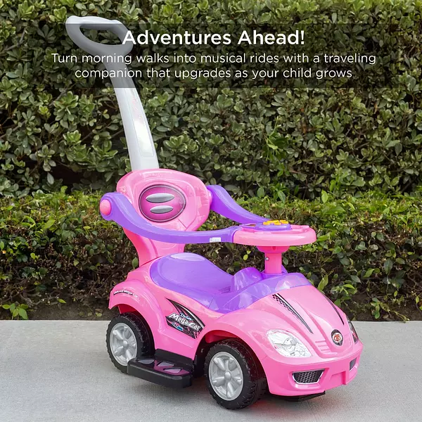 juguetes - Carrito De Empujar Para Niña Con Mango Sonidos Carro Montable 3 en 1 con tapasol 5