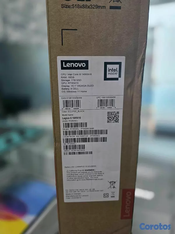 computadoras y laptops - Lenovo legion 5i intel i9-14900HX RTX5070 16gb ram 1TB nueva sellada 2