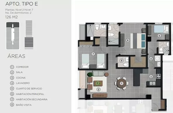 apartamentos - Apartamento en alquiler con linea blanca, en lujoso proyecto en Naco 4