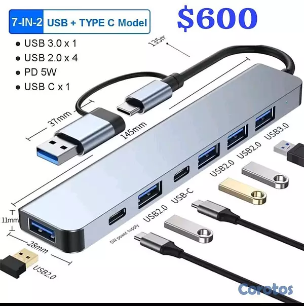 accesorios para electronica - Hub de varios puertos usb, sd y tipo c, verifica los modelos en la foto 3