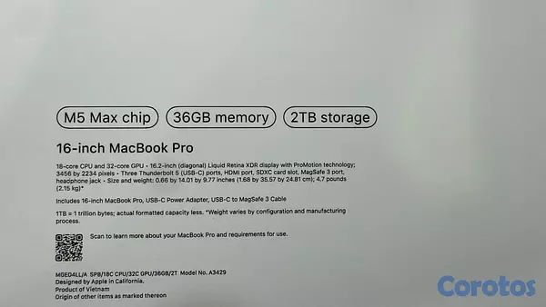 computadoras y laptops - 
MACBOOK PRO 16” M5 MAX 2TB SSD 36GB RAM SELLADA 2