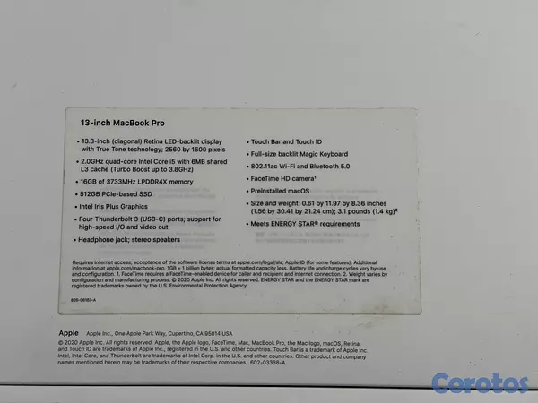 computadoras y laptops - Es una MacBook Pro 13” 2020 con 16GB de RAM y 512GB SSD 2