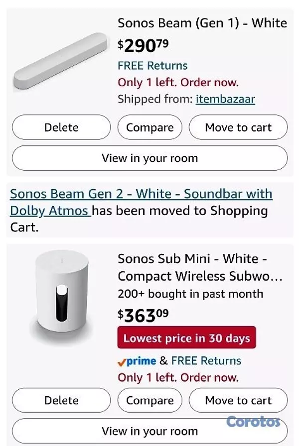 electrodomesticos - Home Theater SONOS (4 Piezas + Soportes de Pared + 14