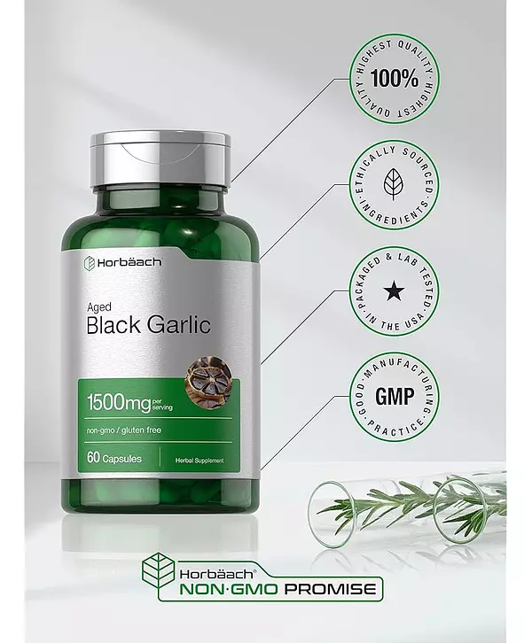 Salud y Equipamiento Médico - Ajo Negro Envejecido 1500 Mg | 60 Cápsulas | Extracto 5