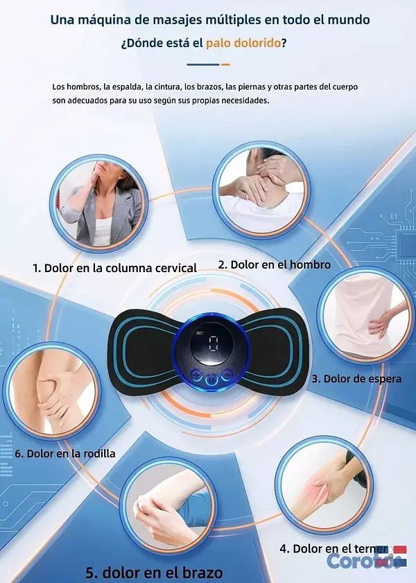 salud y belleza - Masajeador corporal recargable D2  con 2 parche  6