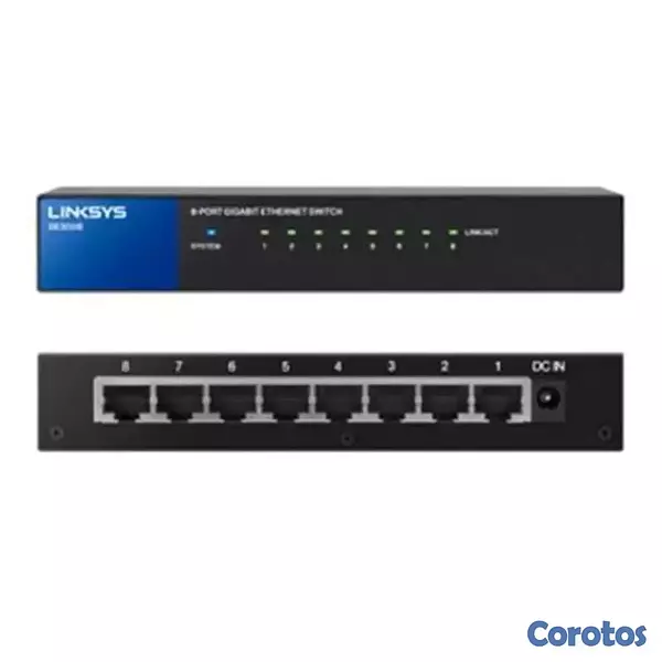 computadoras y laptops - SWITCH 8 PUERTOS LINKSYS SE3008, NO ADMINISTRABLE/DESKTOP, 8 PUERTOS GIGABIT  2