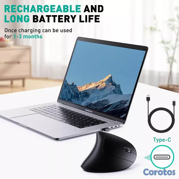 computadoras y laptops - Mouse Vertical Ergonómico Inalámbrico Recargable D 3