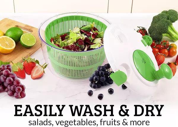 cocina - Secador manual de ensalada lechuga Spinner de gran capacidad 5 Litros lechuga 3