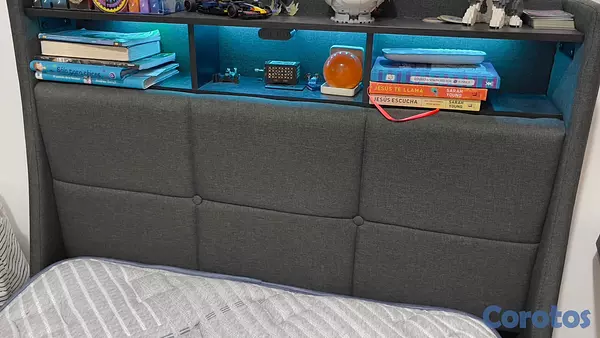 muebles y colchones - Rolanstar Armazón de cama tamaño twin con estación 3