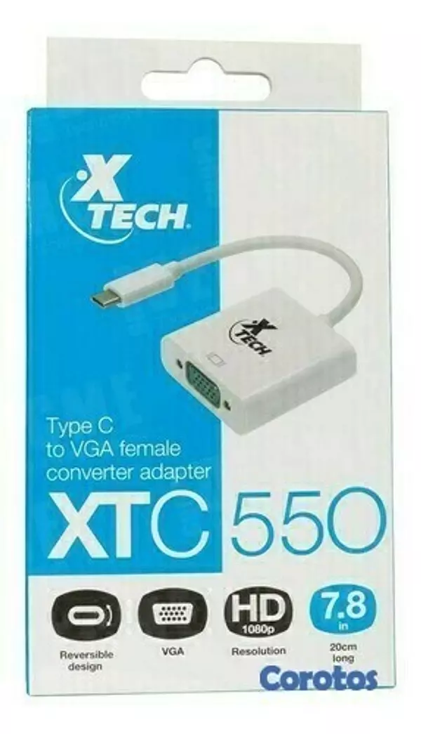 accesorios para electronica - ADAPTADOR XTECH USB TYPE C,  A VGA HEMBRA. (XTC-550) 1