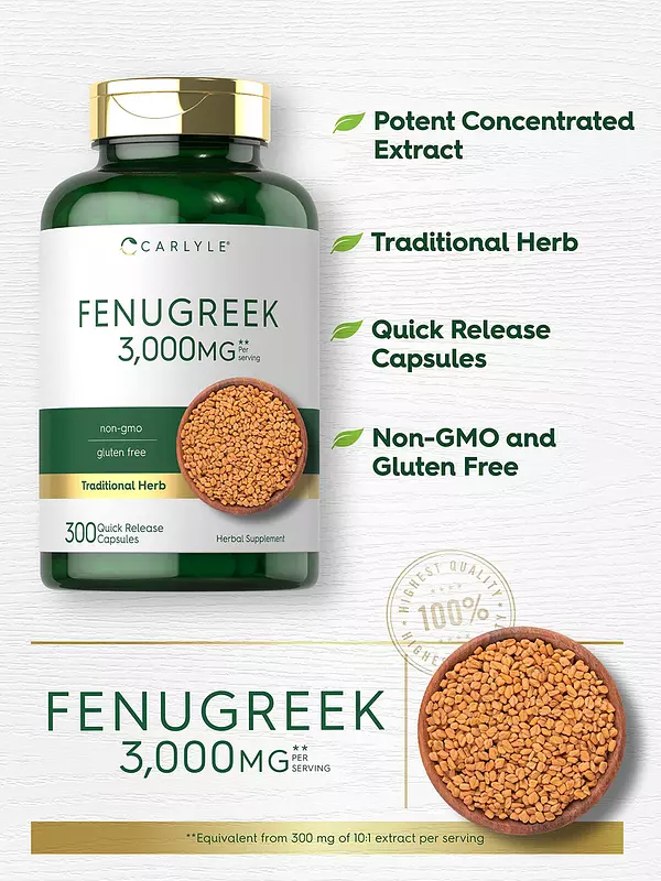 Salud y Equipamiento Médico - Semillas De Fenogreco 3000mg 300cap Carlyle 3
