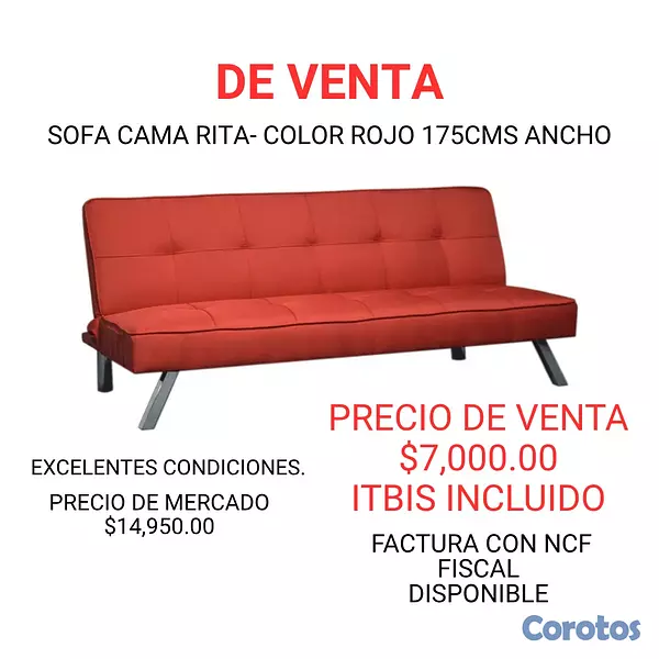 muebles y colchones - Sofá Cama Rita ROJOS 4