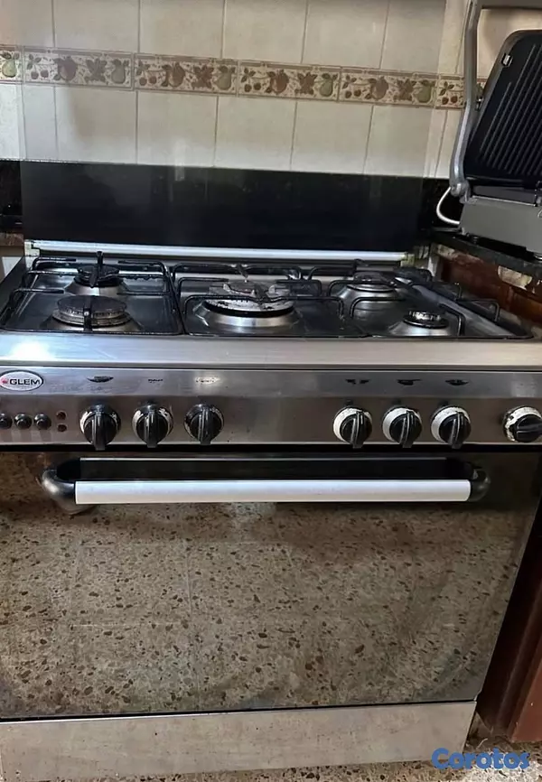 cocina - ESTUFA USADA DE 30 CROMADA 5 HORNILLAS GRATINADOR MÁS HORNO  5