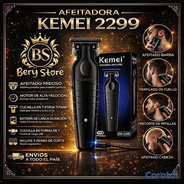 salud y belleza - AFEITADORA KEMEI 2299 | AFEITADORA ELECTRICA INALÁMBRICA RECARGABLE | TRIMMER | 9