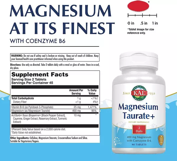 Salud y Equipamiento Médico - Taurato De Magnesio 400mg Kal - Un - Unidad A $2100 2